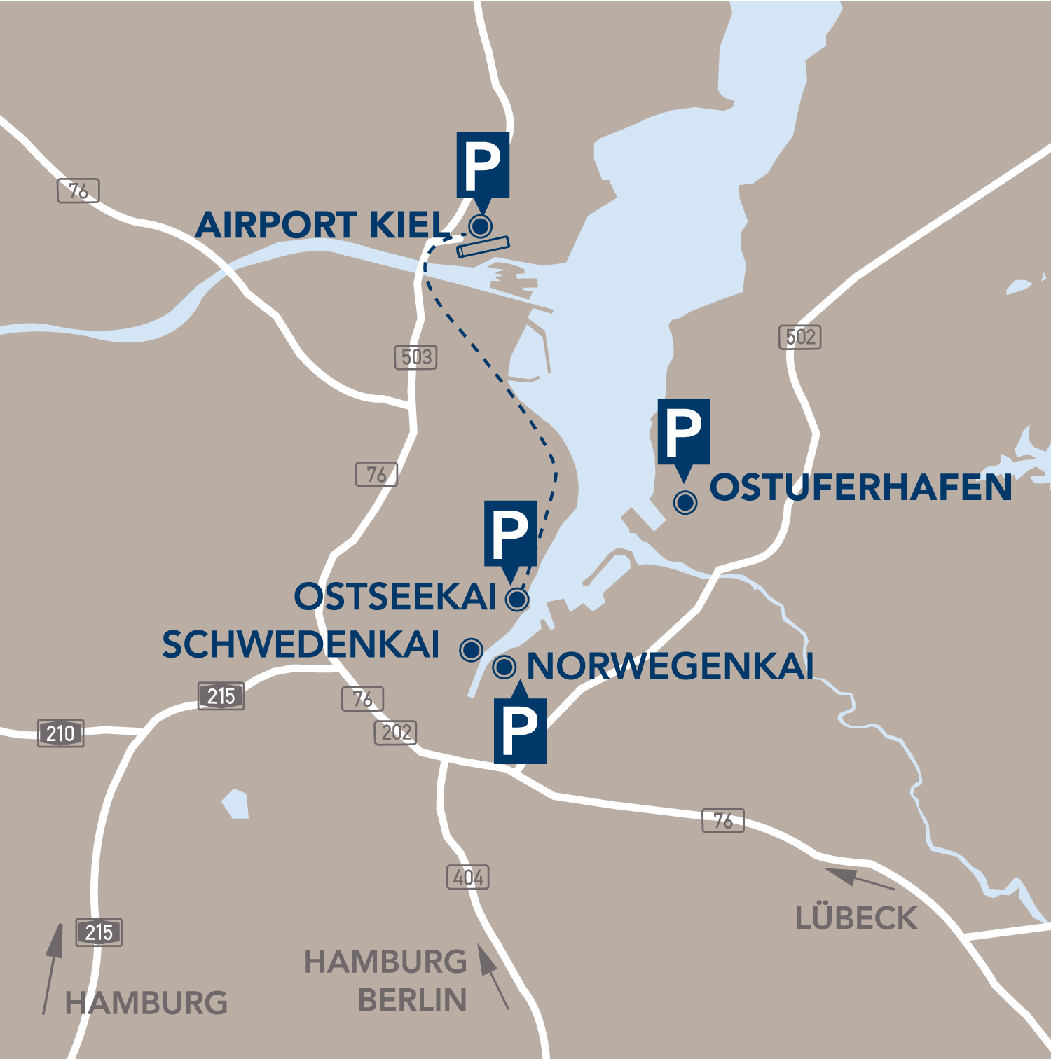 Overview car parks and port terminals